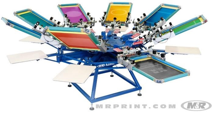 M&R CHAMELEON 4/STATION 6/COLOR MANUAL PRESS W/BACK CLAMPS